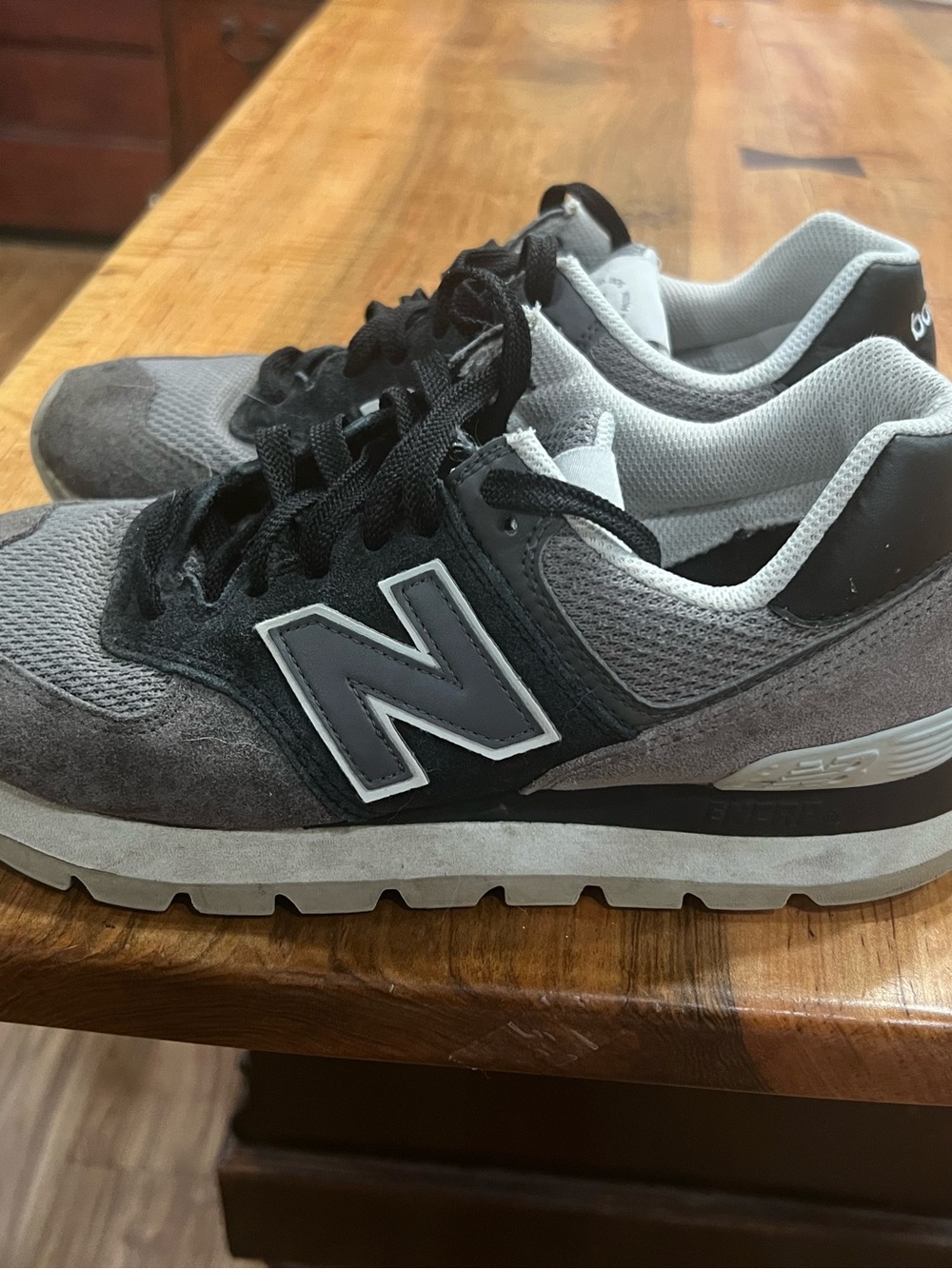 New Balance 574 Men's Gray and Black Casual Sneakers - Picture 6 of 9